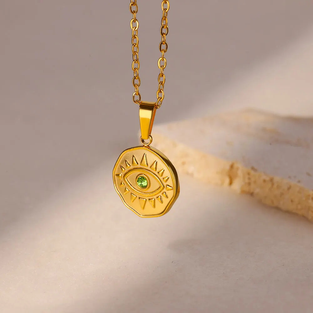 Evil Eye Pendant Necklace for Women 2024 Trend New Clavicle Chain Necklaces Lucky Turkish Style Stainless Steel Jewelry collar Lesperlesdophelia
