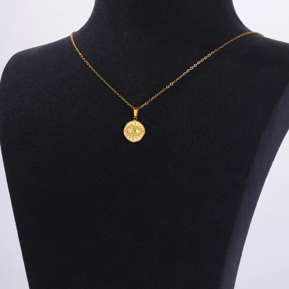 Evil Eye Pendant Necklace for Women 2024 Trend New Clavicle Chain Necklaces Lucky Turkish Style Stainless Steel Jewelry collar Lesperlesdophelia